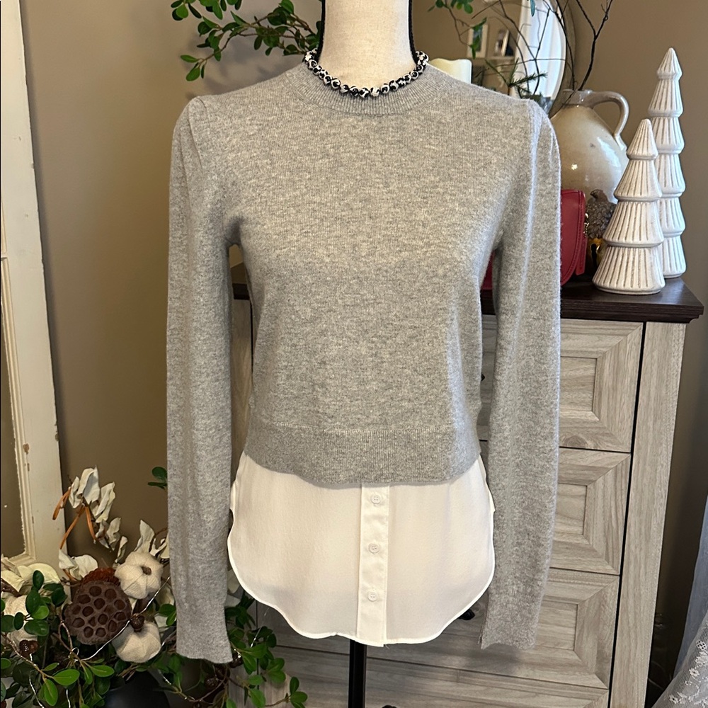 NWT | Veronica Beard ‘Jensen’ Puff Sleeve Cashmere Sweater w/ Blouse Bottom - Picture 3 of 11